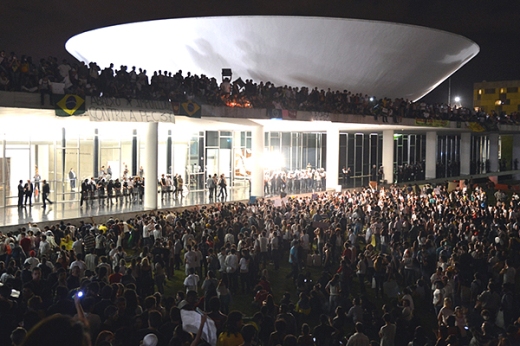 Protesters breached security and surged on top of the Brazilian Congress on June 17th.  They reportedly sang the national anthem from the roof of congress