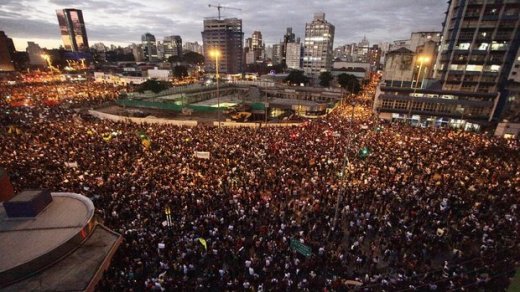 Tens of thousands take to the streets of São Paulo, the business capital of Brazil